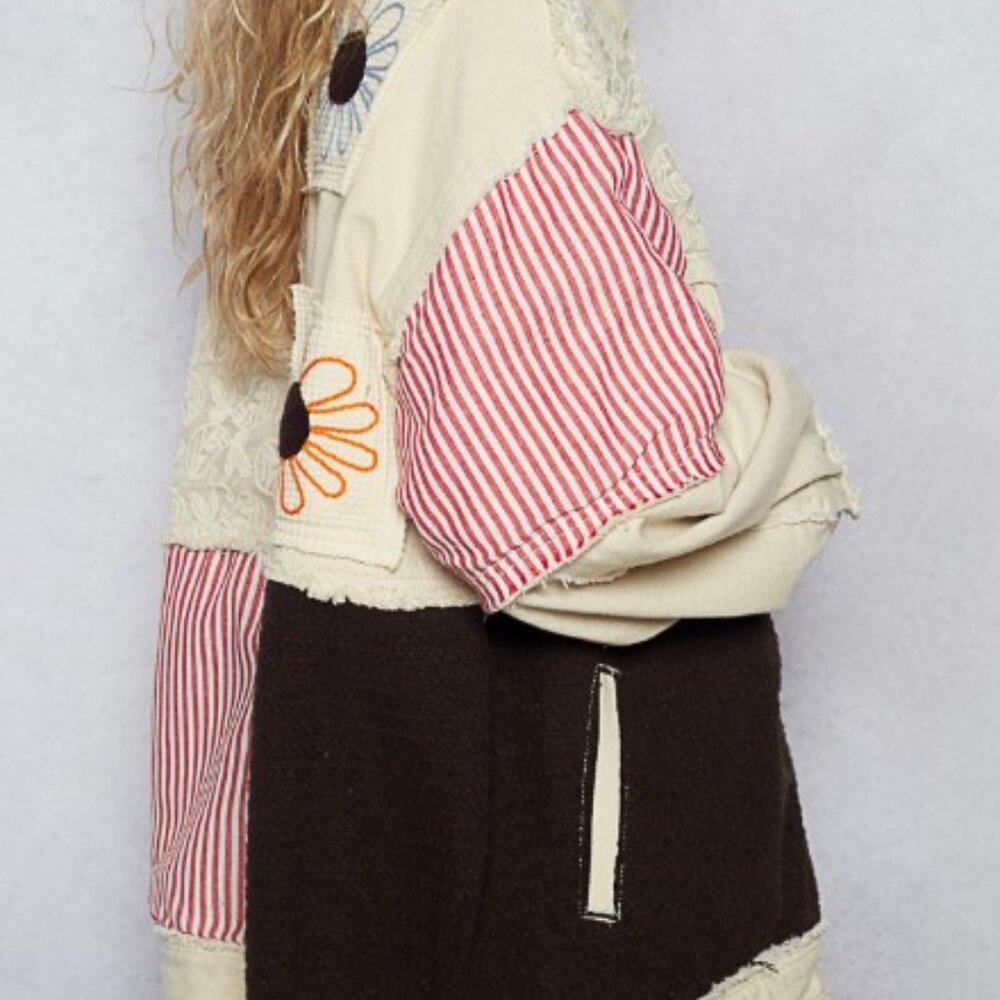 Pol Patchwork Twill Jacket Balloon Sleeve, Embroi… - image 5